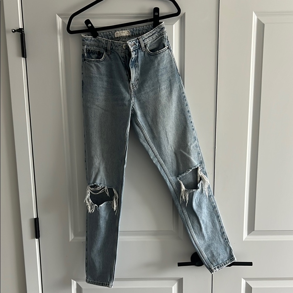 Topshop Light Blue Ripped Skinny Jeans